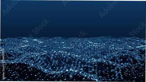 Photos Abstract undulating landscape illustration in shades of blue featuring a texture
