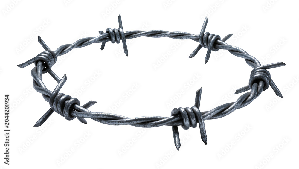 Konstfotografi Barbed wire coil with sharp points