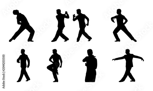 Tableau sur toile Silhouette Dance Poses Collection, Male Figures in Motion, Dynamic Choreography