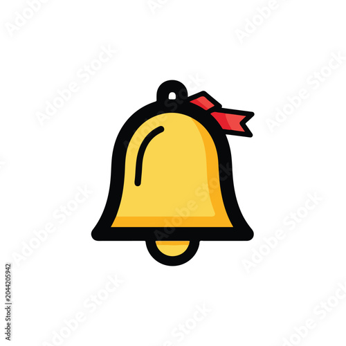 Yellow notification bell icon with red ribbon