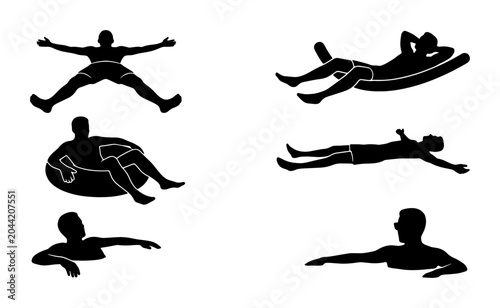 Photos Relaxation Silhouettes: Diverse Poses of People Lounging and Resting, Vector Ico