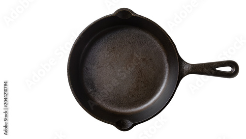 Photos Cast iron skillet with handle and pour spouts