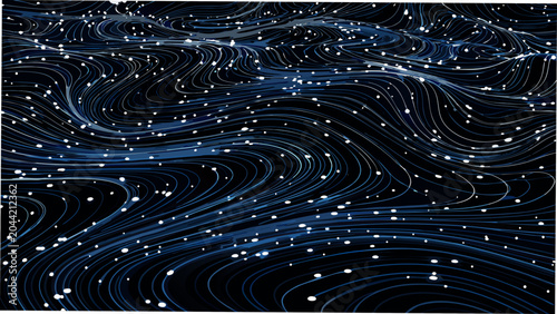 Curved line pattern with white dots on a dark blue background a swirling abstract vector illustration artwork curve design flow graphic