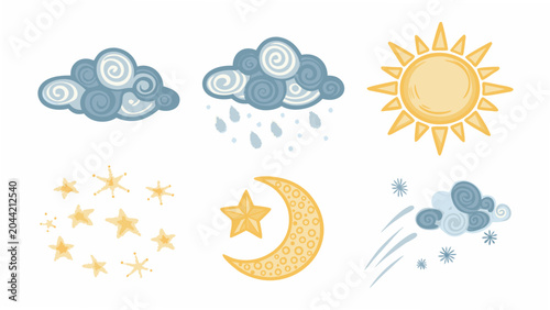 Konstfotografi Fantasy style weather elements and celestial bodies illustration with a light co