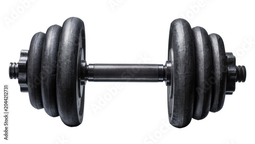 Adjustable dumbbell with stacked weight plates and knurled grip