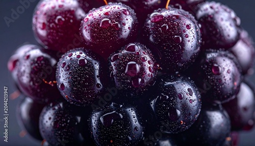 Close up of fresh ripe blackberries on vine.
