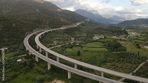 Drone Shot Of Egnatia Highway Bridge In Greece Epirus, Serving The Regions From Port Of Igoumenitsa City - Ioannina - Grevena – Kozani - Thessaloniki