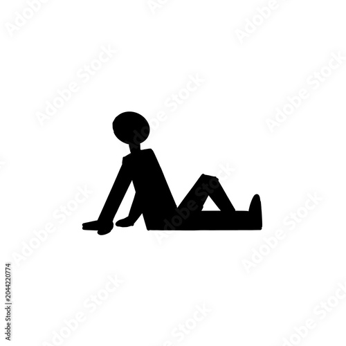 Handmade sketch of a person sitting with outstretched legs, relaxation and body flexibility artwork
