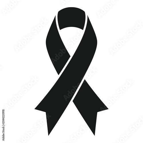 Cuadro en lienzo Black awareness ribbon symbol for support and solidarity one sentence icon