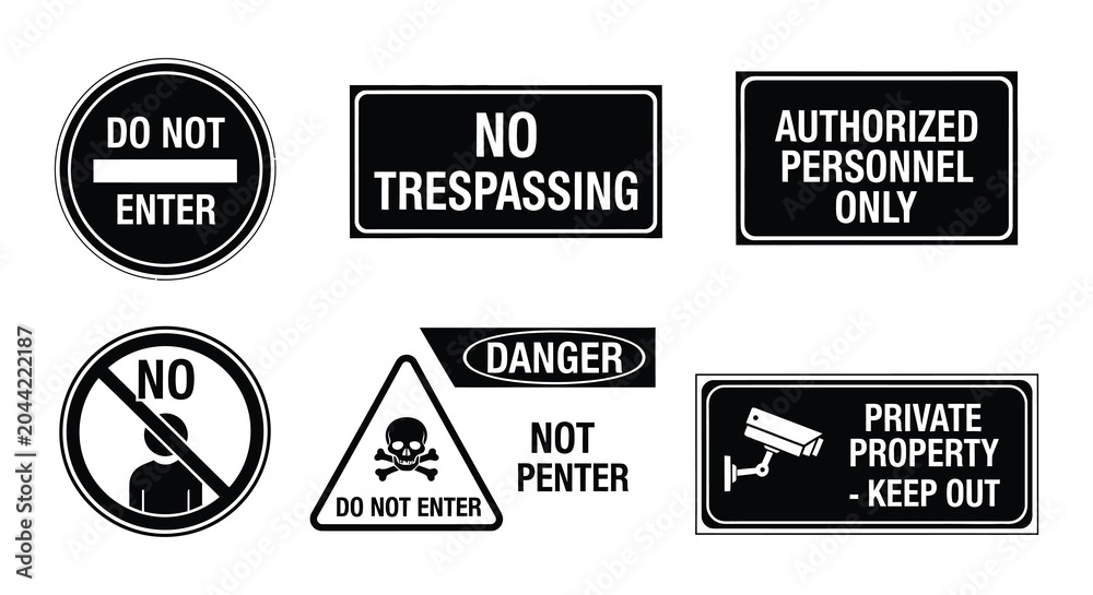 Obraz premium Traffic and warning signs flat vector illustration on white background