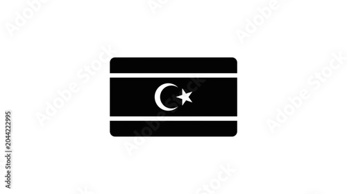 Tableau sur toile Black and White Libyan Flag Icon on White Background