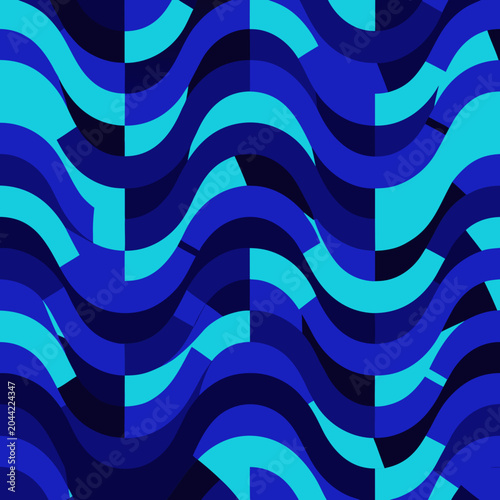 Abstract Geometric Blue Wave Pattern