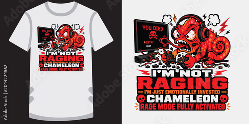 Schilderij op canvas I'm not raging just emotionally invested chameleon tshirt design vector illustration