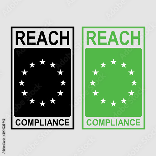 REACH Compliance Symbol Black Green | EU Chemical Regulation Certification Icon