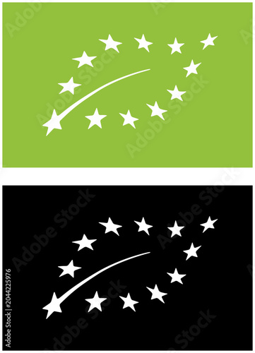 EU Organic Bio Logo | European Organic Certification Green Leaf Star Symbol