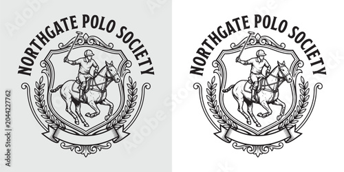 Tableau sur toile Northgate Polo Society equestrian sports club shield logo