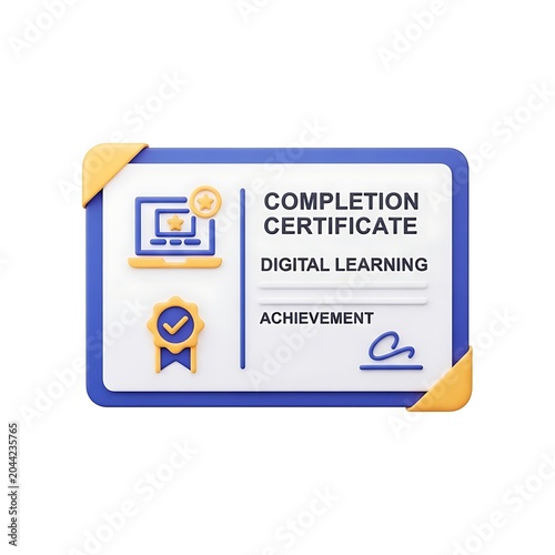 Digital learning completion certificate achievement award template.