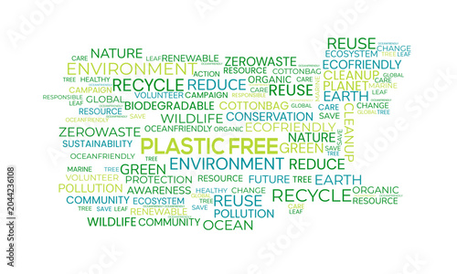 International Plastic Bags Free Day concept with word cloud design made with sustainability and plastic-free themed typography. Creative environmental awareness concept for green lifestyle campaigns.