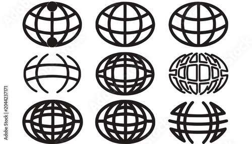 Set of Globe Icons - World Map and Earth Symbols Collection