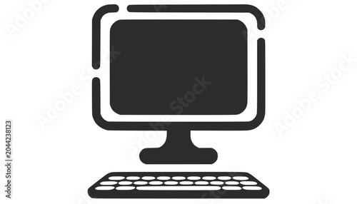 Computer and Keyboard Icon, Digital Technology Symbol