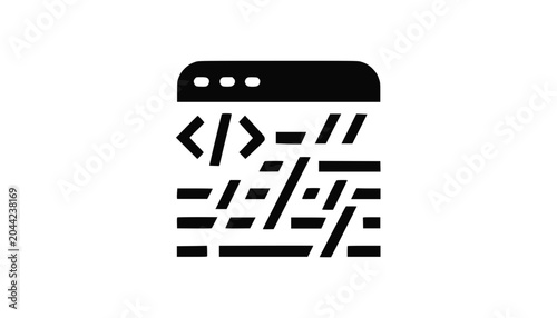 Abstract Coding and Programming Concept Icon with Binary Code and Brackets