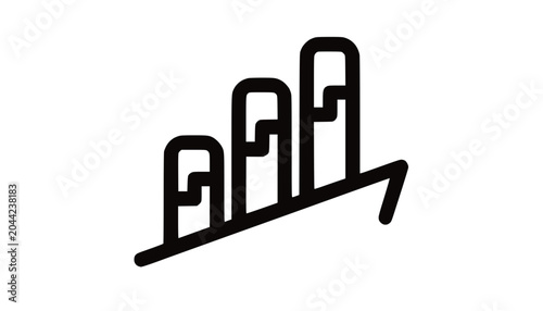 Business Growth Chart Icon, Upward Trend, Financial Success Concept