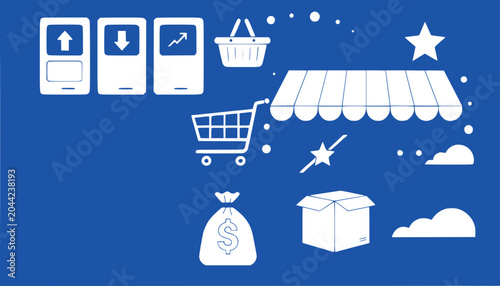 Online Shopping, E-commerce Icons, Retail, Business, Delivery, Finance