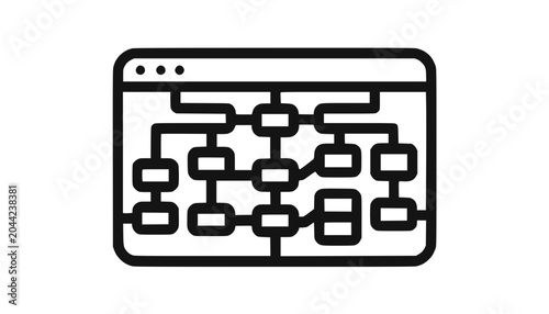 Flowchart Diagram on Computer Screen, Business Process Workflow