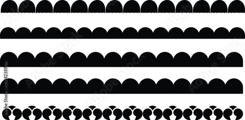 Quadro su tela border lines with different wavy and zigzag edges isolated on white,Slant line halftone gradation texture