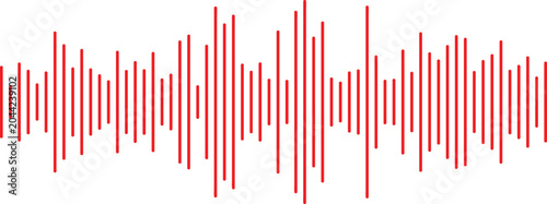Red sound wave icon. Red Podcast soundwave line of voice. Record music player in red colour. Mobile talk track. Red Sound waves for voice message. Audio wave icon.Waves of the equalizer. 