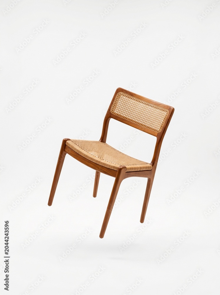 Obraz premium Woven Cane and Wood Dining Chair