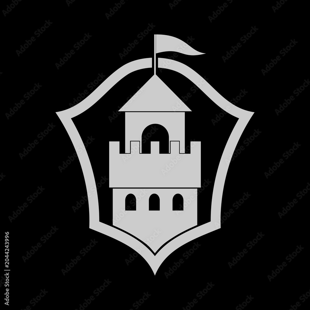 Obraz premium Castle Shield icon isolated on black background