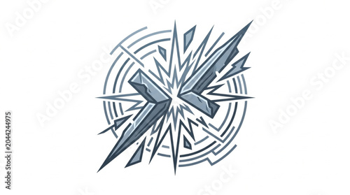 Slika na platnu Abstract geometric explosion graphic with sharp edges and concentric circles