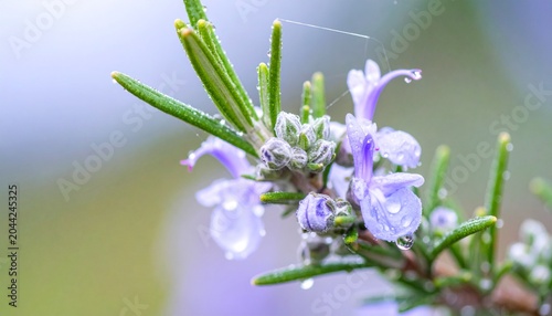 Close up of blooming lavender plant in natural sunlight.