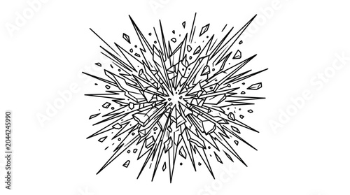 Quadro su tela Abstract explosion of sharp geometric shards radiating outwards.
