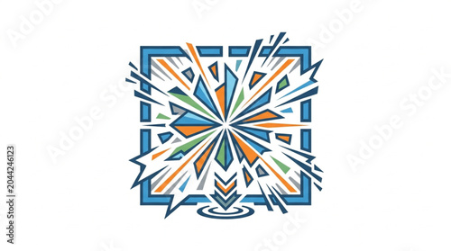 Tableau sur toile Abstract Geometric Burst Design with Shattered Effect.