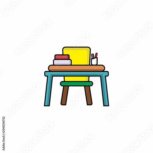 A stylish school desk icon Vector Illustration