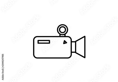 Minimalist camera icon with viewfinder and lens isolated on transparent background