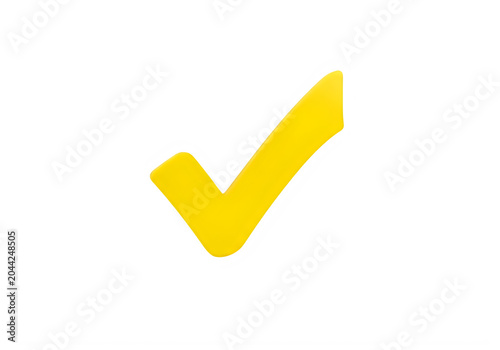 Bright yellow checkmark icon symbolizing approval or success isolated on transparent background