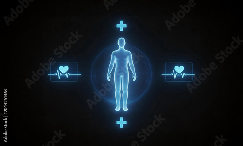 Futuristic Human Health Monitoring Illustration