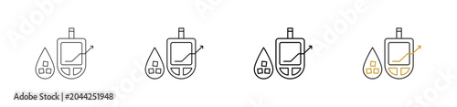 Hyperglycemic crisis icon set outline style with various size