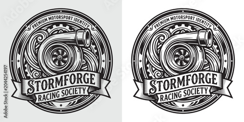 Foto Stormforge Racing Society Turbocharger Emblem with Mechanical Gears