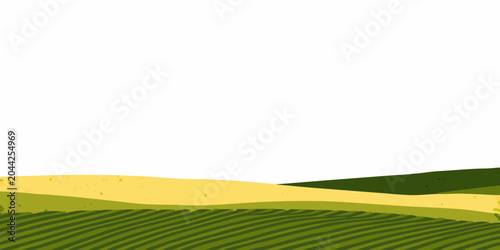 Tableau sur toile Minimalist Landscape Illustration With Rolling Hills And Green Fields