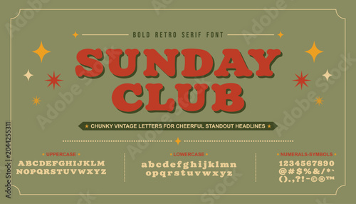 Foto Vintage chunky serif font with bold retro letters for creative branding and head