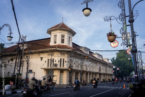 Canvas Print Historic De Vries building with classic Dutch colonial architecture on Asia Afri
