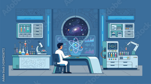Bild auf Leinwand Modern Futuristic Science Lab Research & Development, Innovation & Discovery