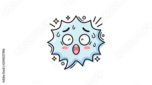 Tableau sur toile Cartoon character expressing shock and surprise with sweat drops.