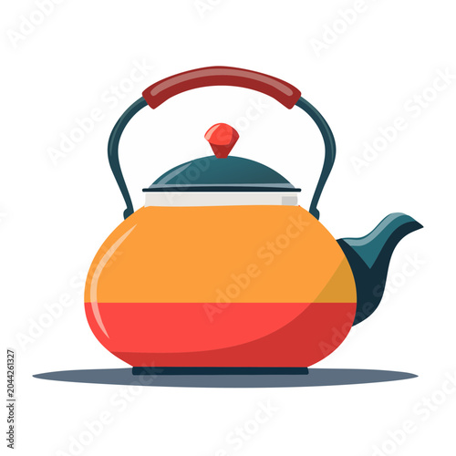 Colorful flat design kettle illustration