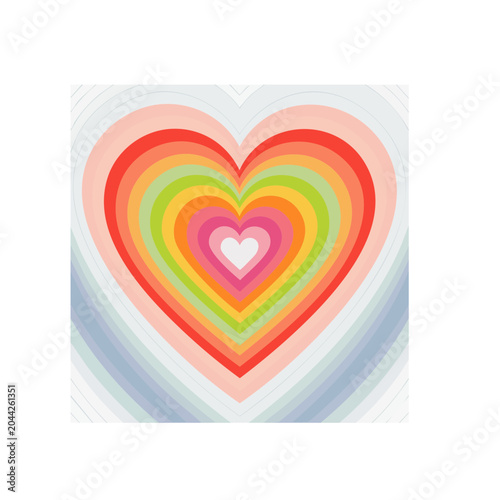 Colorful heart shape with concentric layers