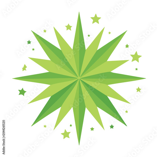 Green starburst with small stars